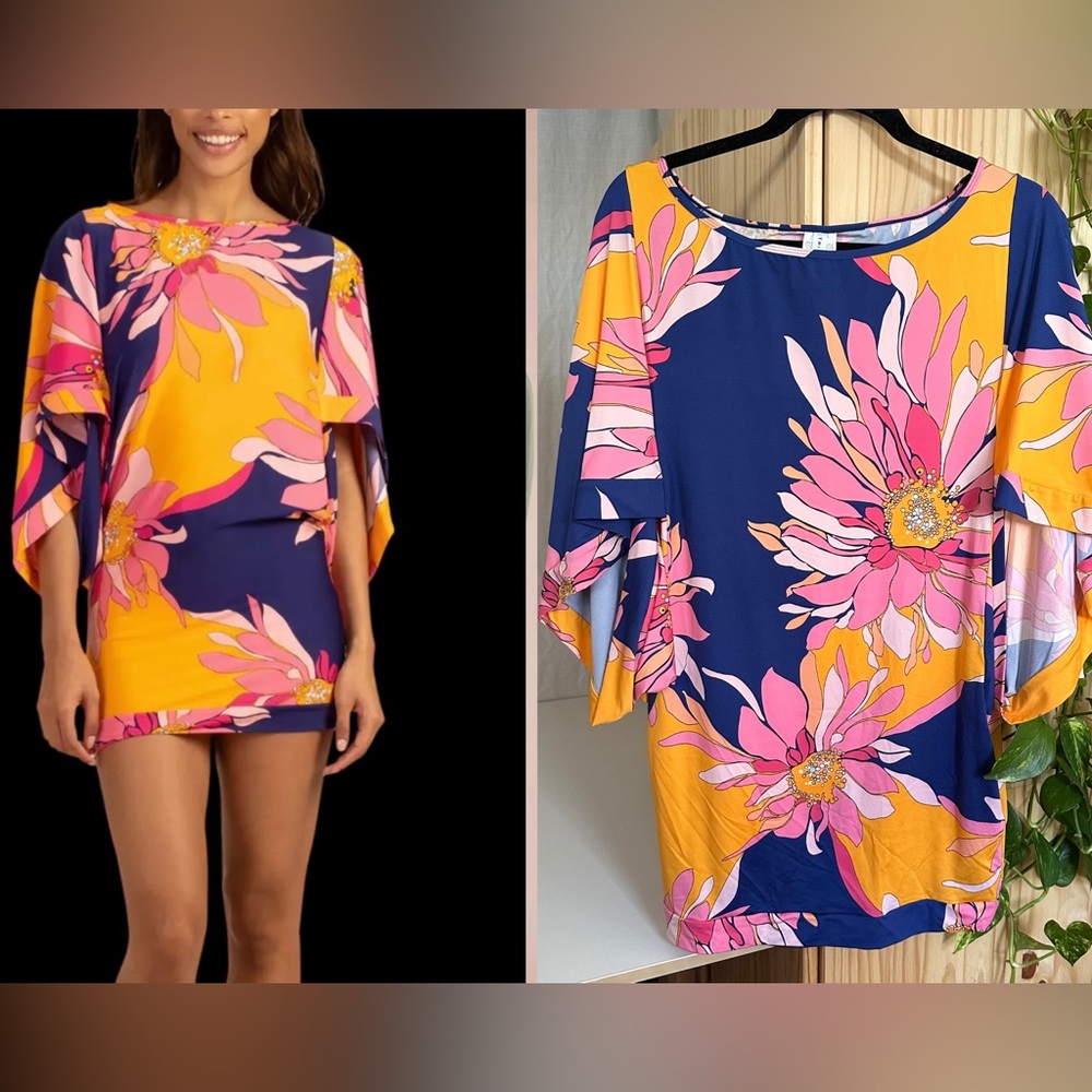 Trina Turk Breeze Bright Floral Swim Cover Up Tunic Top Women's M‎ Multicolor